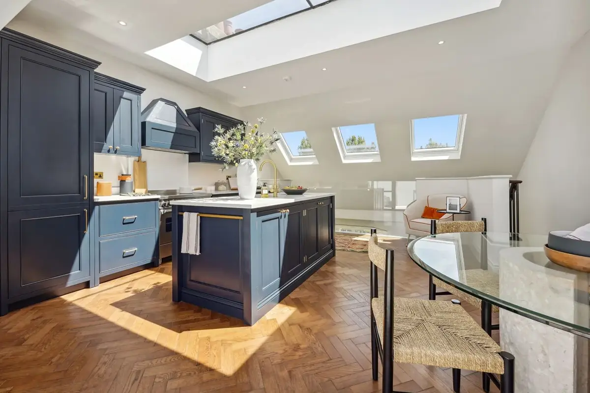 Harbord Street new galleried kitchen in the loft extension