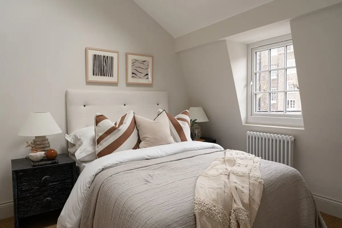 Hugh Street top-floor bedroom after refurbishment