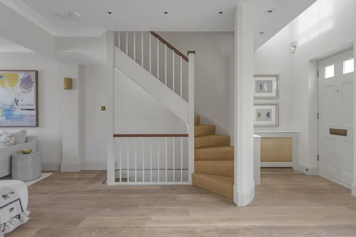 Markham Square hallway and staircase after refurbishment