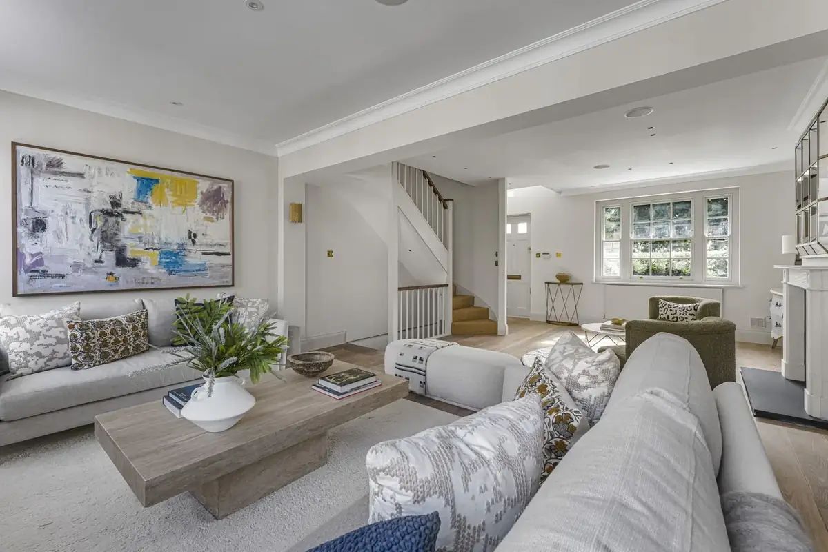 Markham Square open-plan sitting room after refurbishment